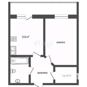 1-к квартира, вторичка, 43м2, 8/9 этаж