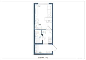 Студия квартира, сданный дом, 22м2, 3/8 этаж