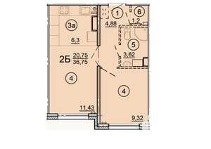 2-к квартира, вторичка, 37м2, 14/17 этаж