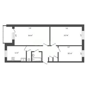 3-к квартира, вторичка, 63м2, 5/5 этаж