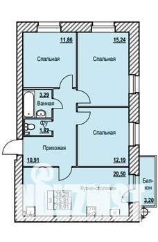 3-к квартира, строящийся дом, 79м2, 2/9 этаж