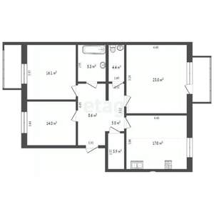 3-к квартира, вторичка, 91м2, 4/4 этаж