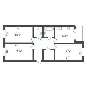 3-к квартира, вторичка, 86м2, 2/5 этаж