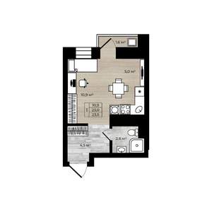 Студия квартира, вторичка, 24м2, 11/12 этаж