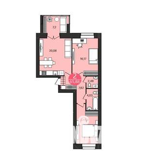 2-к квартира, строящийся дом, 66м2, 3/4 этаж