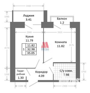 1-к квартира, строящийся дом, 38м2, 4/9 этаж