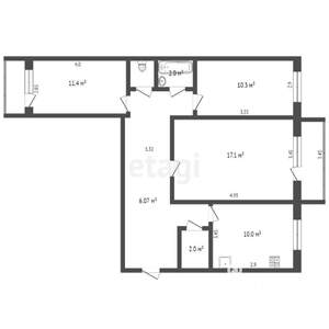 3-к квартира, вторичка, 65м2, 2/9 этаж