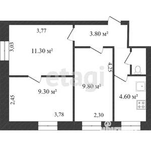 3-к квартира, вторичка, 57м2, 1/5 этаж