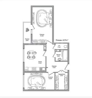 2-к квартира, вторичка, 64м2, 4/10 этаж