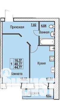 1-к квартира, строящийся дом, 45м2, 10/10 этаж