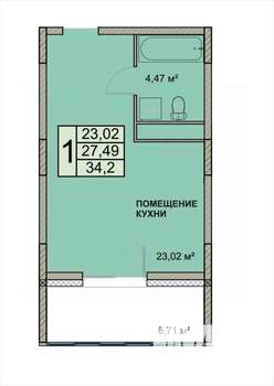 Студия квартира, вторичка, 34м2, 10/19 этаж