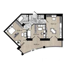 2-к квартира, строящийся дом, 74м2, 2/8 этаж