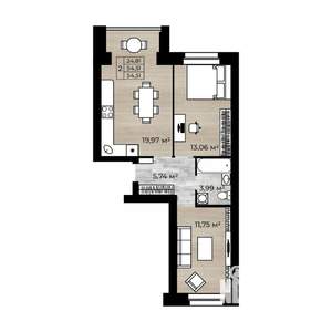 2-к квартира, сданный дом, 55м2, 4/10 этаж