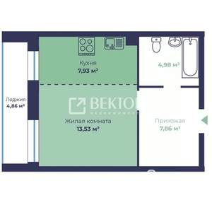 1-к квартира, вторичка, 37м2, 1/18 этаж