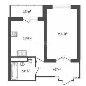 1-к квартира, вторичка, 35м2, 4/10 этаж