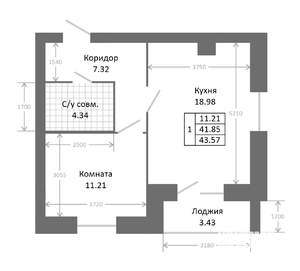 1-к квартира, строящийся дом, 45м2, 5/5 этаж