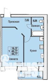 1-к квартира, строящийся дом, 45м2, 5/10 этаж