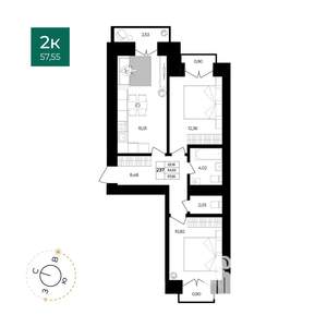 2-к квартира, вторичка, 58м2, 10/12 этаж