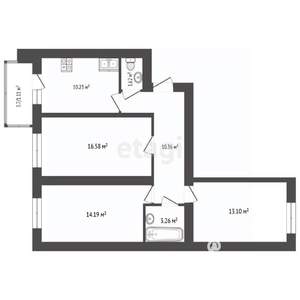 3-к квартира, сданный дом, 70м2, 2/9 этаж