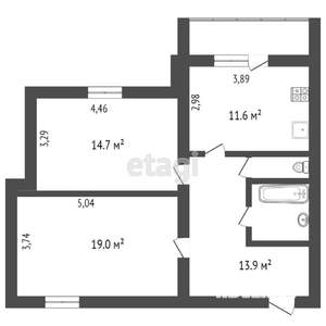 2-к квартира, вторичка, 64м2, 5/5 этаж