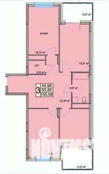 3-к квартира, вторичка, 106м2, 9/18 этаж