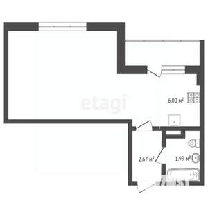 Студия квартира, вторичка, 27м2, 4/10 этаж