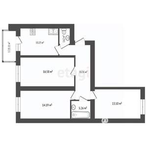 3-к квартира, сданный дом, 70м2, 2/9 этаж