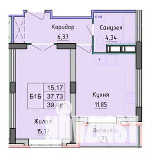 1-к квартира, вторичка, 39м2, 8/16 этаж