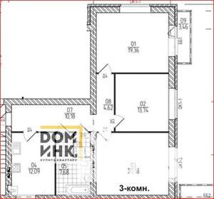 3-к квартира, сданный дом, 91м2, 2/4 этаж