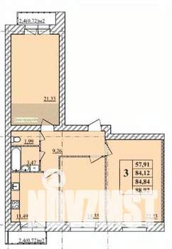 3-к квартира, вторичка, 85м2, 2/3 этаж