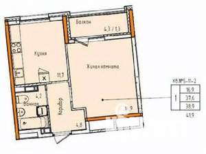 1-к квартира, строящийся дом, 39м2, 4/18 этаж