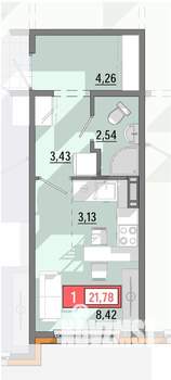 Студия квартира, строящийся дом, 22м2, 2/8 этаж