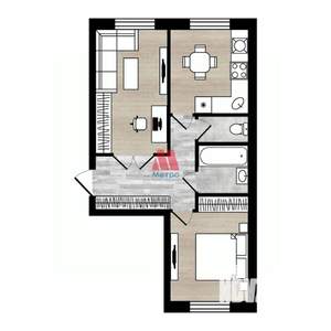 2-к квартира, вторичка, 59м2, 3/3 этаж