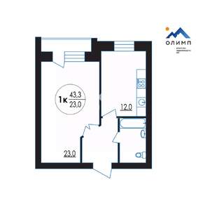 1-к квартира, вторичка, 43м2, 9/9 этаж