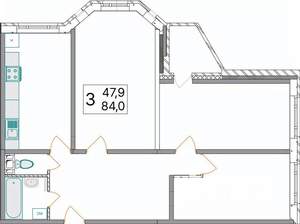 3-к квартира, вторичка, 84м2, 6/10 этаж