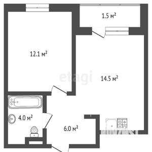 1-к квартира, сданный дом, 38м2, 12/17 этаж