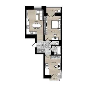 2-к квартира, вторичка, 59м2, 7/12 этаж