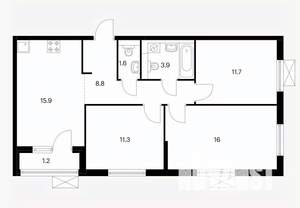 3-к квартира, вторичка, 71м2, 15/17 этаж