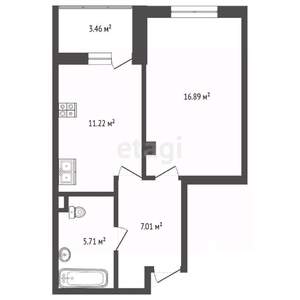 1-к квартира, вторичка, 41м2, 11/17 этаж