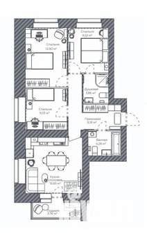 3-к квартира, вторичка, 69м2, 3/9 этаж