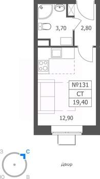 Студия квартира, вторичка, 19м2, 2/11 этаж