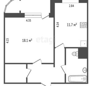 1-к квартира, вторичка, 44м2, 10/12 этаж