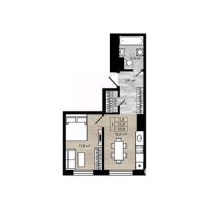 1-к квартира, вторичка, 36м2, 4/9 этаж