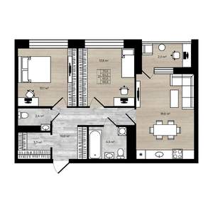 2-к квартира, вторичка, 69м2, 2/10 этаж