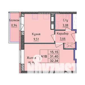 1-к квартира, вторичка, 32м2, 18/18 этаж