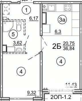 2-к квартира, строящийся дом, 37м2, 10/17 этаж
