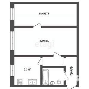 2-к квартира, вторичка, 44м2, 1/5 этаж