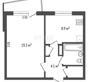 1-к квартира, вторичка, 38м2, 1/9 этаж