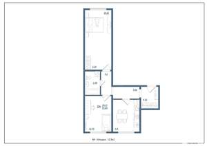 2-к квартира, сданный дом, 53м2, 4/8 этаж