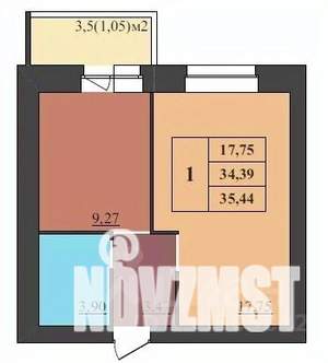 1-к квартира, строящийся дом, 35м2, 7/9 этаж
